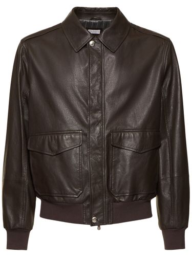 Aviator Leather Jacket - BRUNELLO CUCINELLI - Modalova