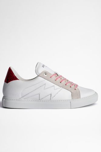 Die ikonischen Sneakers ZV1747 der Marke gibt es in dieser Saison in einer Version aus weißem Leder mit aufgestepptem Blitz-Patch Ton-in-Ton, Einsät - Zadig&Voltaire - Modalova