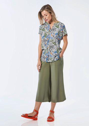 Bluse mit Tunika Ausschnitt - sand / blau / orange / gemustert - Gr. 48 von - Goldner Fashion - Modalova