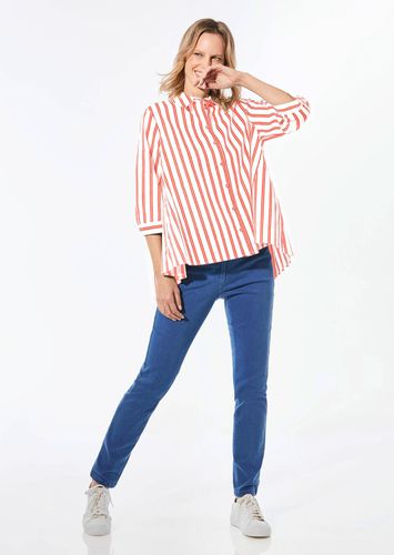 Schlichte Baumwoll-Bluse mit 3/4-Arm - / rot / gestreift - Gr. 24 von - Goldner Fashion - Modalova