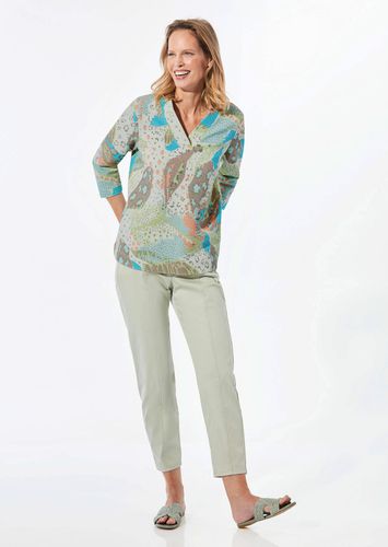 Sweatshirt mit 3/4-Ärmeln - graugrün / gemustert - Gr. 19 von - Goldner Fashion - Modalova