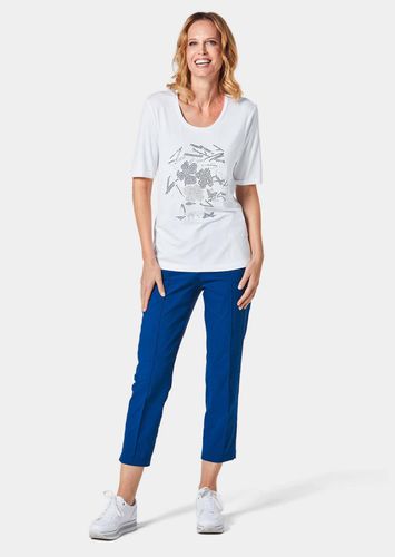 Shirt mit aufwendig platzierten Glitzersteinen - weiß / gemustert - Gr. 42 von - Goldner Fashion - Modalova
