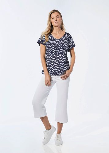 Shirt aus Effektgarn - marine / weiß / gemustert - Gr. 19 von - Goldner Fashion - Modalova