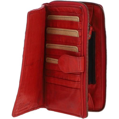 Vintage Woven Leather Zip Around 22 Card Coin Note Purse: D-84 Red NA - Ashwood Handbags - Modalova