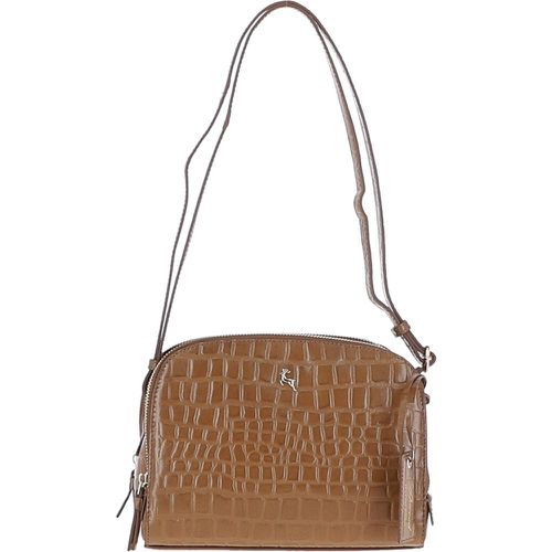 Apos;Classy&apos; Croc Embossed Leather Three Section Cross Body Bag: 63789/C-57 Tan/croc NA - Ashwood Handbags - Modalova