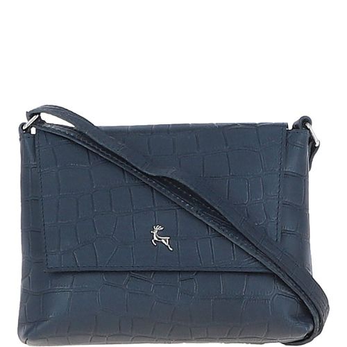 Rosea Flap Over Croc Print Real Leather Shoulder Bag: MC6 Navy Blue NA - Ashwood Handbags - Modalova