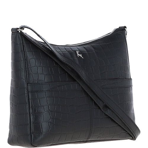 Vittoria Croc Print Leather Shoulder Bag: MC4 Black NA - Ashwood Handbags - Modalova