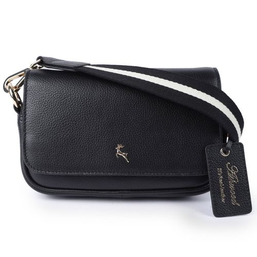 Apos;Eleganza Milano&apos; Real Leather Flapover Crossbody Bag: 64295 Black NA - Ashwood Handbags - Modalova