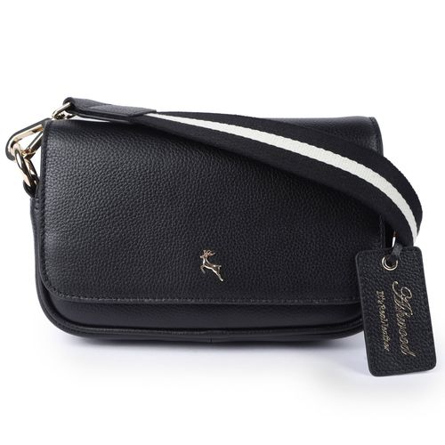 Eleganza Milano' Real Leather Flapover Crossbody Bag: 64295 Black NA - Ashwood Handbags - Modalova