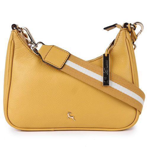 Bella Toscana' Real Leather Crossbody Bag with Webbing Strap: 64296 Ochre NA - Ashwood Handbags - Modalova