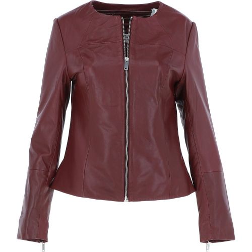 Apos;Francesca&apos; Collarless Real Leather Fashion Jacket: AWL-284 Oxblood 10 - Ashwood Handbags - Modalova