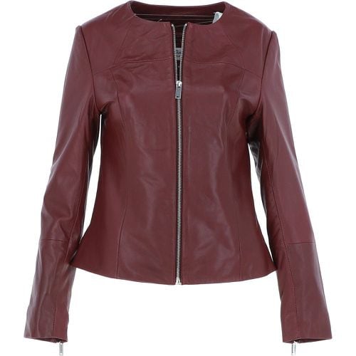 Apos;Francesca&apos; Collarless Real Leather Fashion Jacket: AWL-284 Oxblood 18 - Ashwood Handbags - Modalova