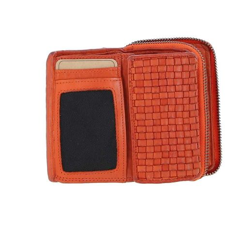 Vintage Woven Leather 7 Card Purse: D-82 Orange NA - Ashwood Handbags - Modalova