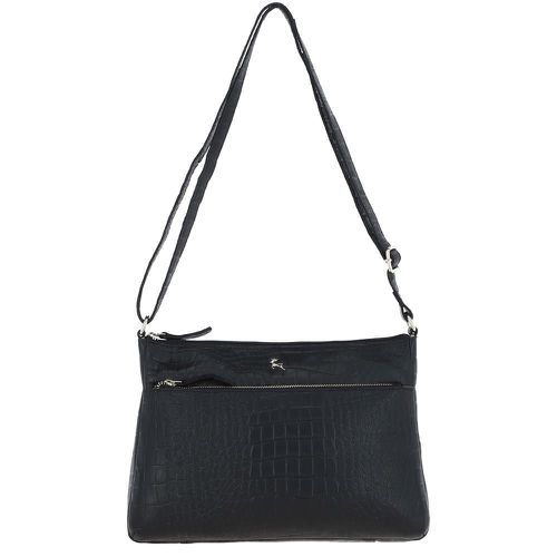 Silvia' Croc Print Real Leather Shoulder Bag: BC2 Black NA - Ashwood Handbags - Modalova