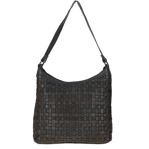 Raffinatezza' Vintage Woven Leather Shoulder Bag: D-77 Dark Grey NA - Ashwood Handbags - Modalova