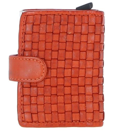 La Perfetto' Metal & Woven Leather Card Wallet Case: D-10W Orange NA - Ashwood Handbags - Modalova