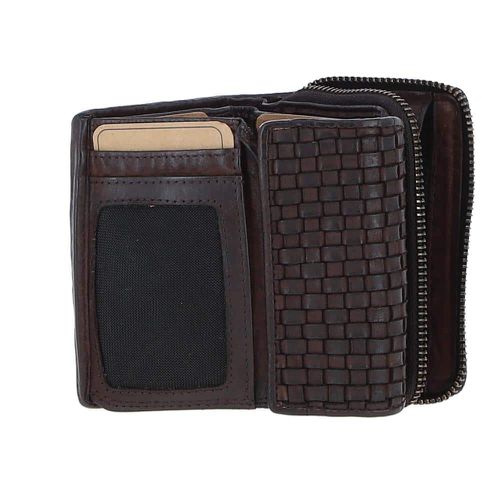 Vintage Woven Leather 7 Card Purse: D-82 Dark Brown NA - Ashwood Handbags - Modalova