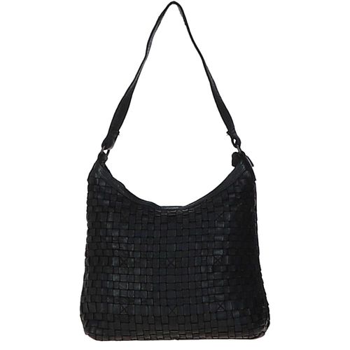Raffinatezza' Vintage Woven Leather Shoulder Bag: D-77 Black NA - Ashwood Handbags - Modalova