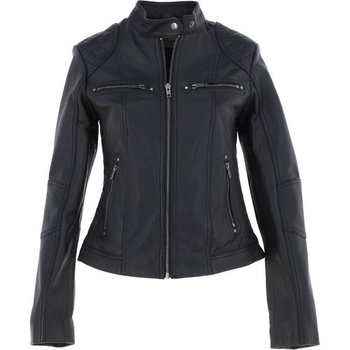 Apos;Donna Milano&apos; Real Leather Fashion Biker Style Jacket: AWL-1201 Black 12 - Ashwood Handbags - Modalova