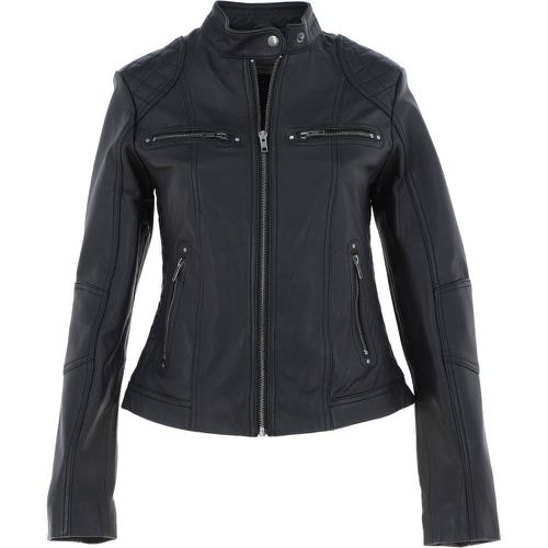 Donna Milano' Real Leather Fashion Biker Style Jacket: AWL-1201 Black 10 - Ashwood Handbags - Modalova