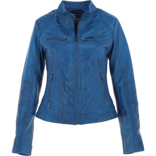 Donna Milano' Real Leather Fashion Biker Style Jacket: AWL-1201 Royal Blue 14 - Ashwood Handbags - Modalova