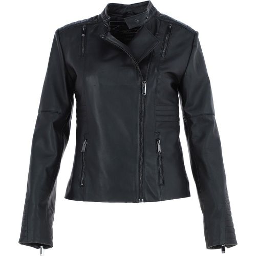 Alessia' Mandarin Collar Ladies Leather Biker Jacket: AWL-2003 Black 20 - Ashwood Handbags - Modalova