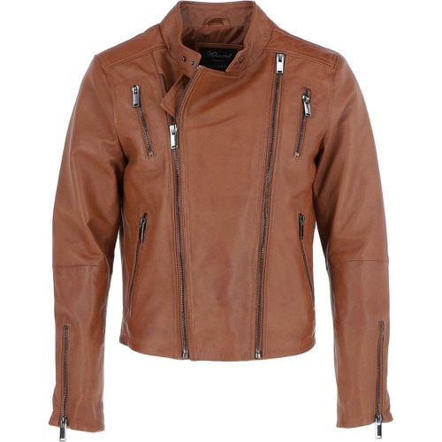 Apos;Filippo&apos; Mens Leather Cross Zip Biker Jacket: AWM-1716 Tan Size 5XL - Ashwood Handbags - Modalova