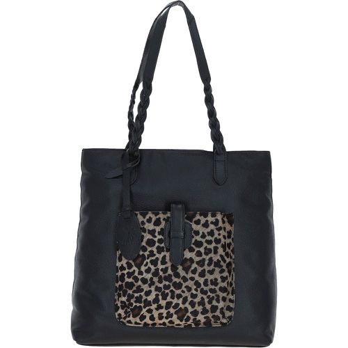 Mito di Pelle' Leather Shoulder Bag: ELA 1128 Black/Leopard Print NA - Ashwood Handbags - Modalova