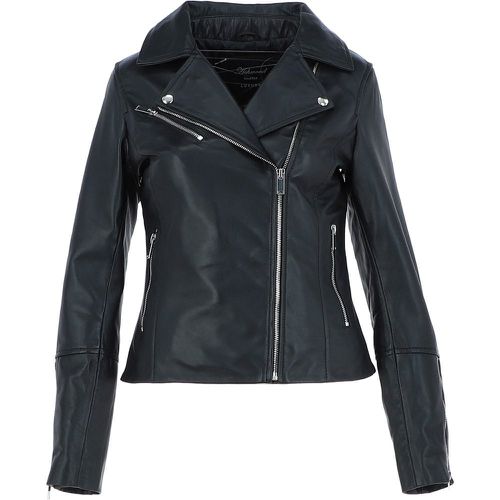 Chiara' Ladies Mandarin Collar Leather Biker Jacket: AWL-80 Black 22 - Ashwood Handbags - Modalova