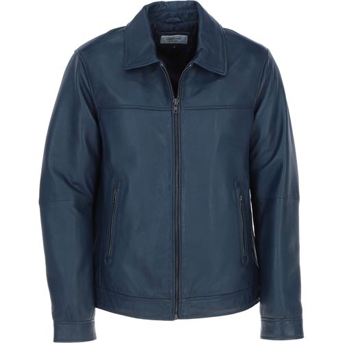 Brando' Men's Classic Leather Bomber Jacket: awl-brando Navy Blue Size 4XL - Ashwood Handbags - Modalova
