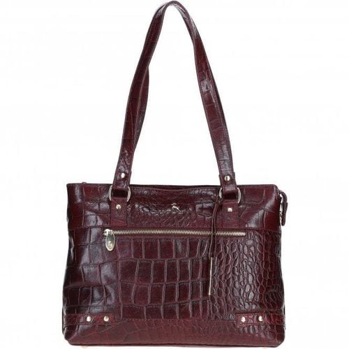 Apos;Velutto Eleganza&apos; Zip Mid Section Real Leather Shoulder Bag: 52234 Bordo/croc NA - Ashwood Handbags - Modalova