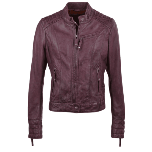 Apos;Essen&apos; Real Leather Biker Jacket: NANCY Purple 14 - Ashwood Handbags - Modalova