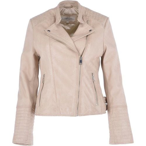 Apos;Casey&apos; Real Leather Biker Jacket: N-31 Cream 8 - Ashwood Handbags - Modalova