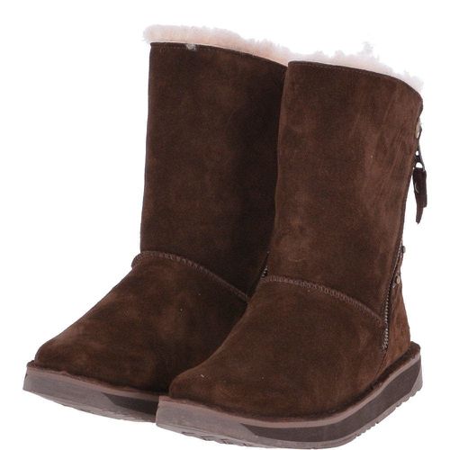 Ladies Suede Sheepskin Zip Boots Chestnut Brown 5 - Ashwood Handbags - Modalova