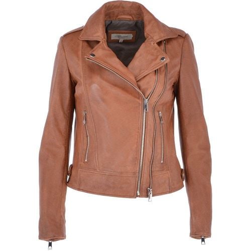 Apos;Ciara&apos; Real Leather Biker Jacket: ESTIMO Cognac 14 - Ashwood Handbags - Modalova