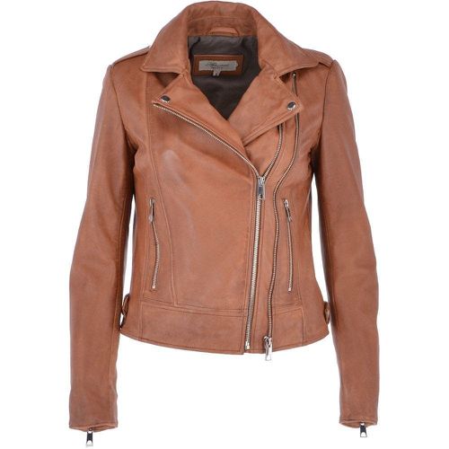 Apos;Ciara&apos; Real Leather Biker Jacket: ESTIMO Cognac 18 - Ashwood Handbags - Modalova