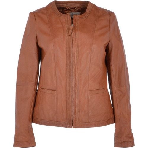 Apos;Liona&apos; Collarless Leather Jacket: AWL-672 Cognac/nap 12 - Ashwood Handbags - Modalova