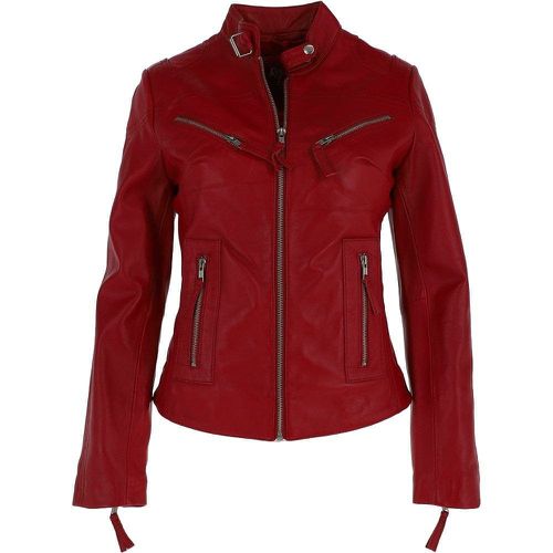 Apos;lolita&apos; Real Leather Mandarin Collar Biker Jacket: G 2131 Red 18 - Ashwood Handbags - Modalova