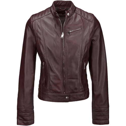 Apos;Essen&apos; Real Leather Biker Jacket: NANCY Burgandy 18 - Ashwood Handbags - Modalova