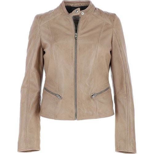 Apos;Serefina&apos; Real Leather Biker Jacket: FO-ALVA Ivory 20 - Ashwood Handbags - Modalova