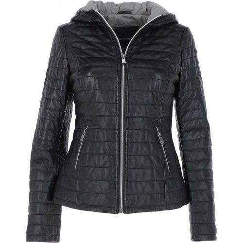 Monomoi Ladies Hooded Leather Jacket : Happy Black 20 - Ashwood Handbags - Modalova