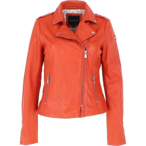 Real Leather Side Zip Biker Jacket: WENDY Orange 16 - Ashwood Handbags - Modalova