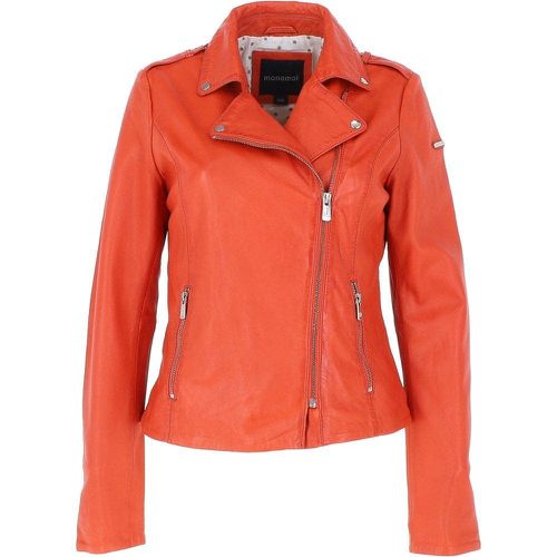 Real Leather Side Zip Biker Jacket: WENDY Orange 18 - Ashwood Handbags - Modalova