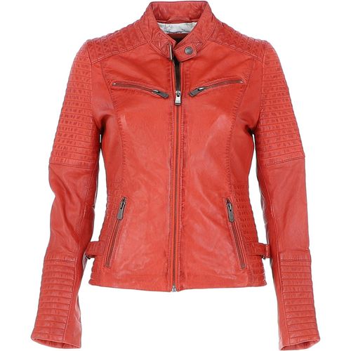 Real Leather Ribbed Detailing Biker Jacket: bikex Orange 10 - Ashwood Handbags - Modalova