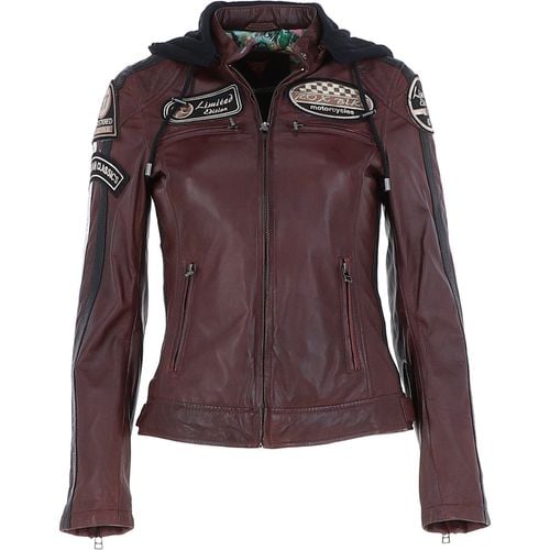 Real Leather Biker Jacket with Detachable Hood: l-nirma Bordo 10 - Ashwood Handbags - Modalova