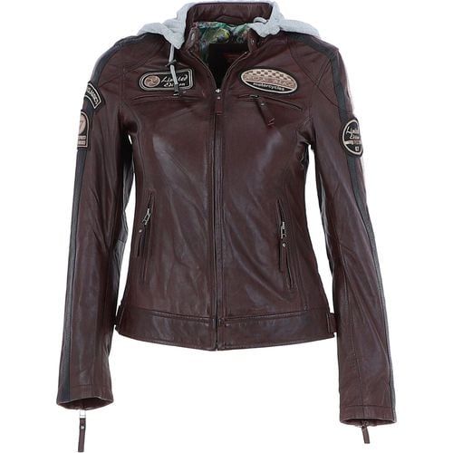 Apos;Nirma&apos; Detachable Hood Leather Biker Jacket: nirma Oxblood 14 - Ashwood Handbags - Modalova