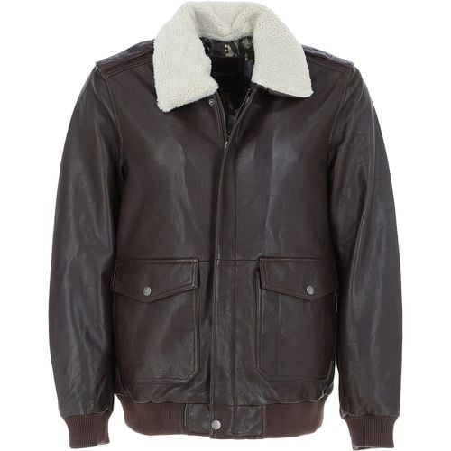 Real Leather Bomber Jacket With Detachable Fur Collar: URBAN Dk/wine Size L - Ashwood Handbags - Modalova