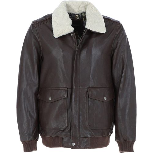 Real Leather Bomber Jacket With Detachable Fur Collar: URBAN Dk/wine Size S - Ashwood Handbags - Modalova