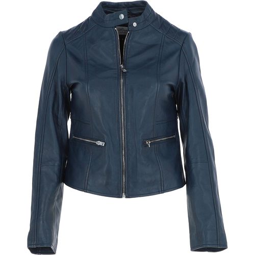 Apos;Serefina&apos; Real Leather Biker Jacket: FO-ALVA Navy 10 - Ashwood Handbags - Modalova