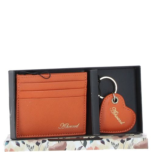 Leather Card Holder & Gift Set: slg-31342 Orange ONE SIZE - Ashwood Handbags - Modalova